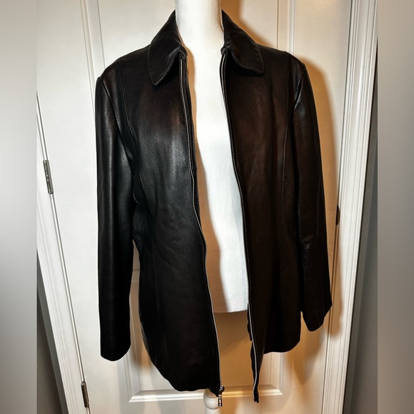 Black Genuine Leather Jacket Wilsons Leather Thinsulate Red Quilted Lining XXL - Picture 6 of 16